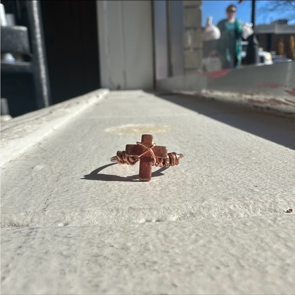 Copper punched out penny cross ring! Truly a unique piece! - Picture 2 of 3